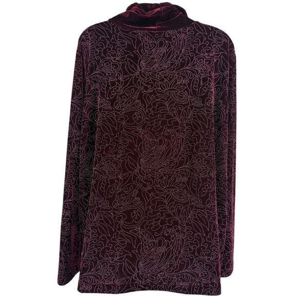 Coldwater Creek Cowl Neck Burgundy Velvet Long Sleeve Top Stretch NWT sz XL - Picture 13 of 16